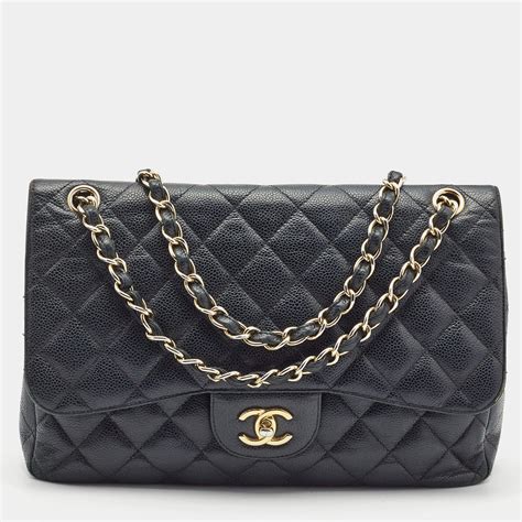 black chanel caviar bag with silver chain|CHANEL Caviar Quilted Jumbo Double Flap Black.